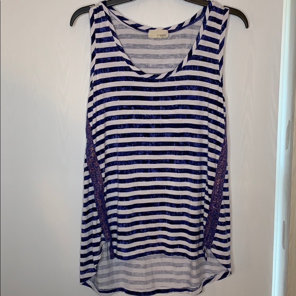 Blue and white striped tank